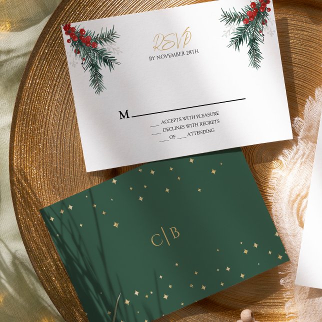 Carte RSVP de mariage classique simple de Noël (Créateur téléchargé)