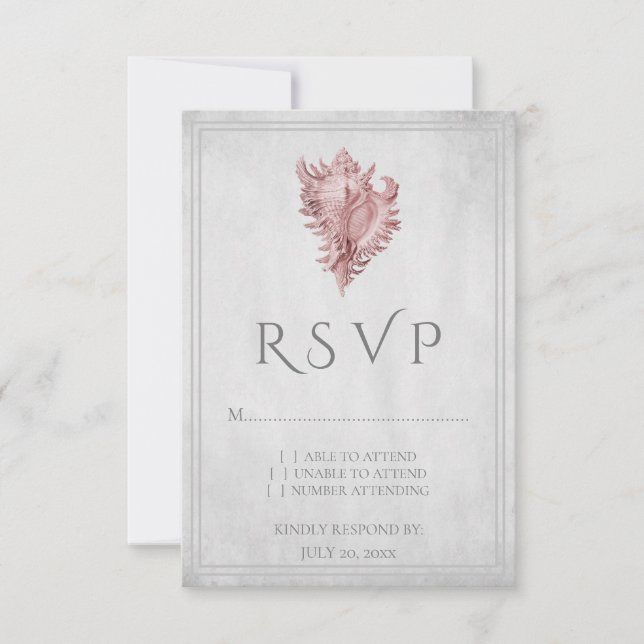 Carte RSVP de mariage Coque rose (Devant)
