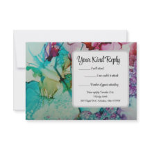 Carte RSVP de mariage couleur aquarelle