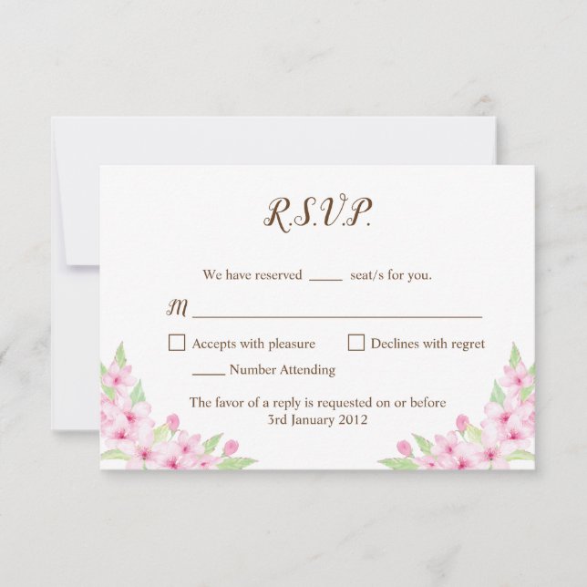 Carte RSVP de mariage couleur d'aquarelle Cerry Bl (Devant)