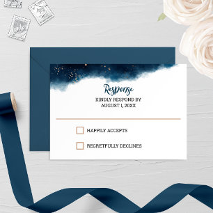 Carte RSVP de mariage couleur d'aquarelle marine e