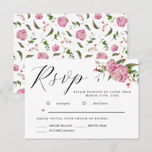 Carte RSVP de mariage couleur rose