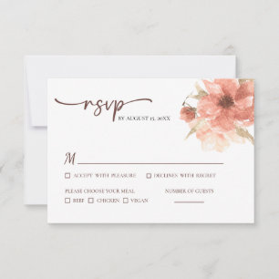 Carte RSVP de mariage couleur Rose d'aquarelle Dus