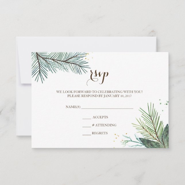 Carte RSVP de mariage Couronne hivernale (Devant)