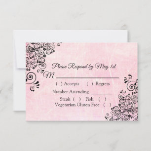Carte RSVP de mariage crackle rose