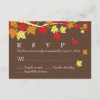 Carte RSVP de mariage d'automne avec Feuilles d'ér