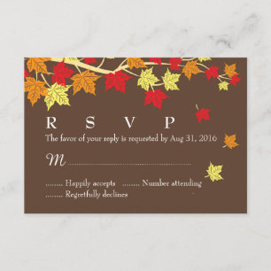 Carte RSVP de mariage d'automne avec Feuilles d'ér