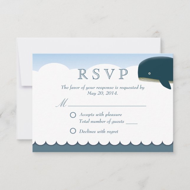 Carte RSVP de mariage de baleine volante élégante (Devant)