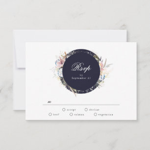 Carte RSVP de mariage de Bohême de la Marine