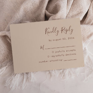 Carte RSVP de mariage de Boho Neutre de Script Mod