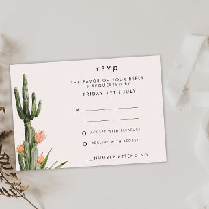 Carte RSVP de mariage de cactus floraux orange mod