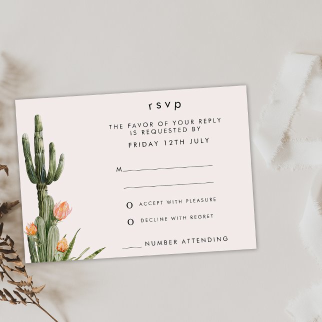 Carte RSVP de mariage de cactus floraux orange mod (Créateur téléchargé)