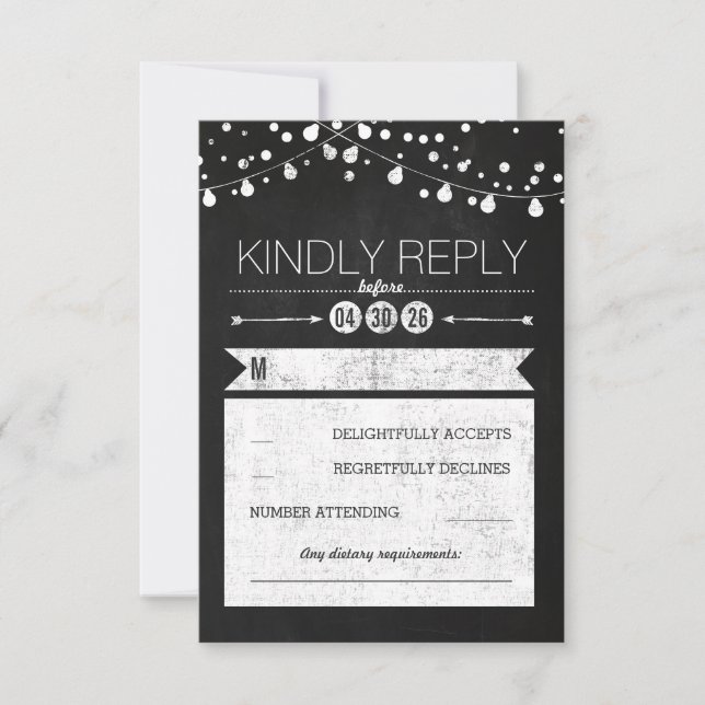Carte RSVP de Mariage de Chalkboard moderne (Devant)