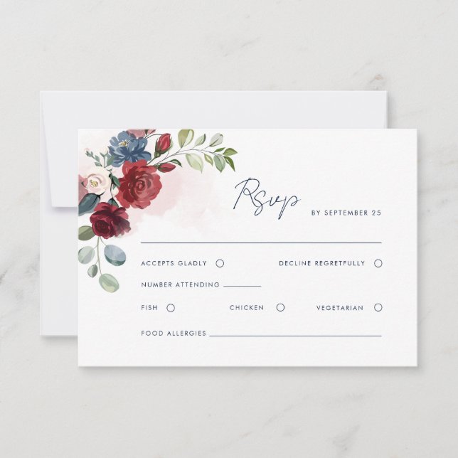 Carte RSVP de mariage de code QR de script d'aquar (Devant)