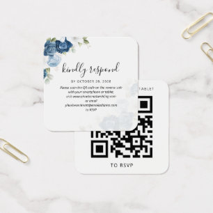 Carte RSVP de mariage de code QR Floral Aquarelle