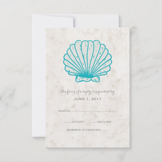 Carte RSVP de mariage de coquillages rustiques tur (Devant)