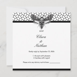 Carte RSVP de mariage de crâne gothique de la teig