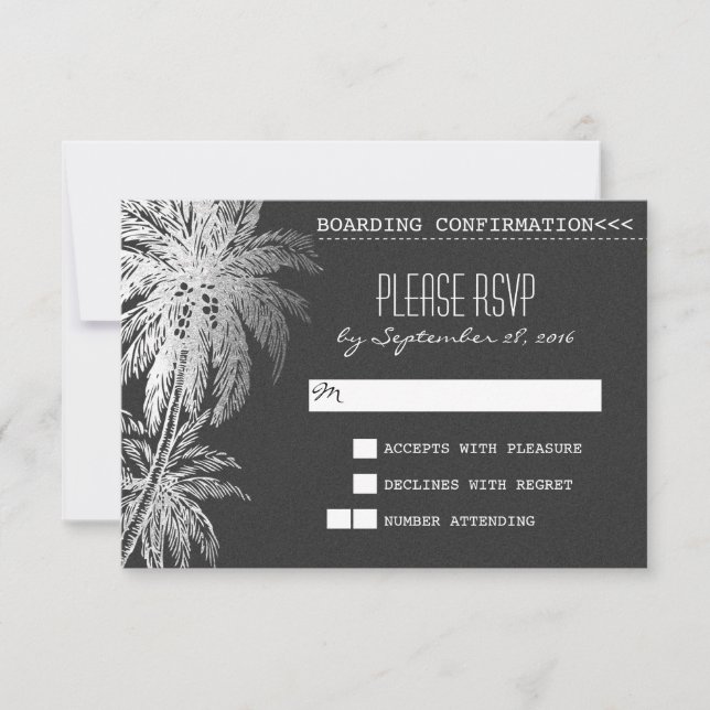 Carte RSVP de mariage de destination Chalkboard no (Devant)