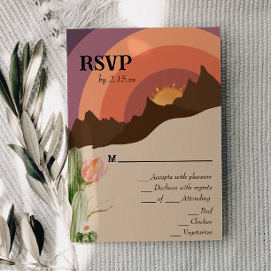 Carte RSVP de mariage de destination du coucher du