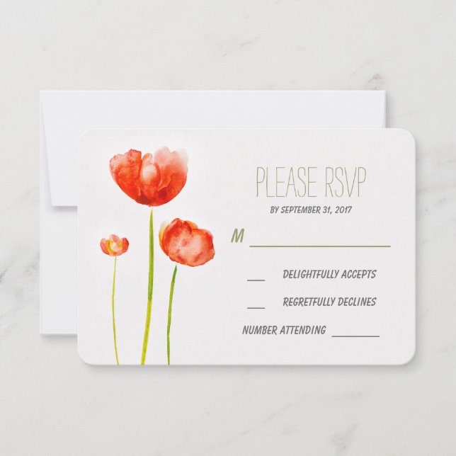carte RSVP de mariage de fleurs peintes (Devant)
