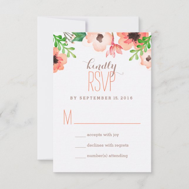 Carte RSVP de mariage de la canopée d'aquarelle (Devant)