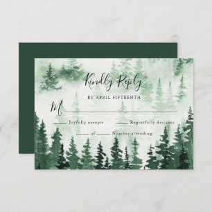 Carte RSVP de mariage de la forêt de pins d'aquare
