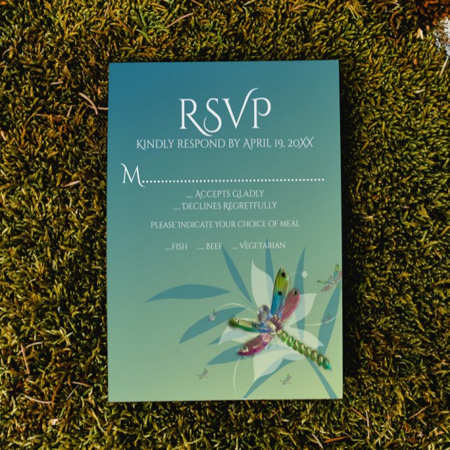 Carte RSVP de mariage de libellules de repos (Resting Dragonfly Wedding RSVP Card)