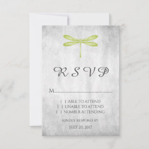 Carte RSVP de mariage de libellules vertes