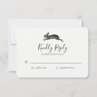 Carte RSVP de mariage de lièvre vintage