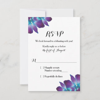 Carte RSVP de mariage de l'orchidée bleu Dendrobiu