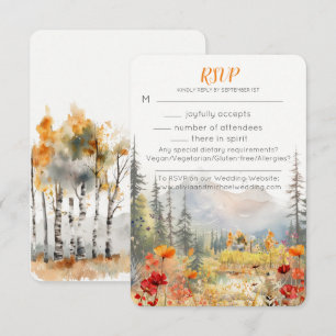 Carte RSVP de mariage de montagne d'automne
