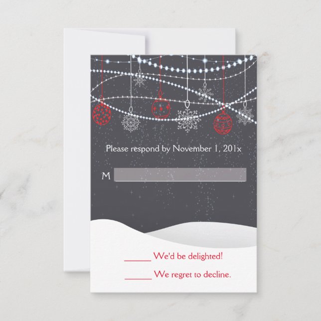 Carte RSVP de mariage de Noël de neige d'hiver (Devant)