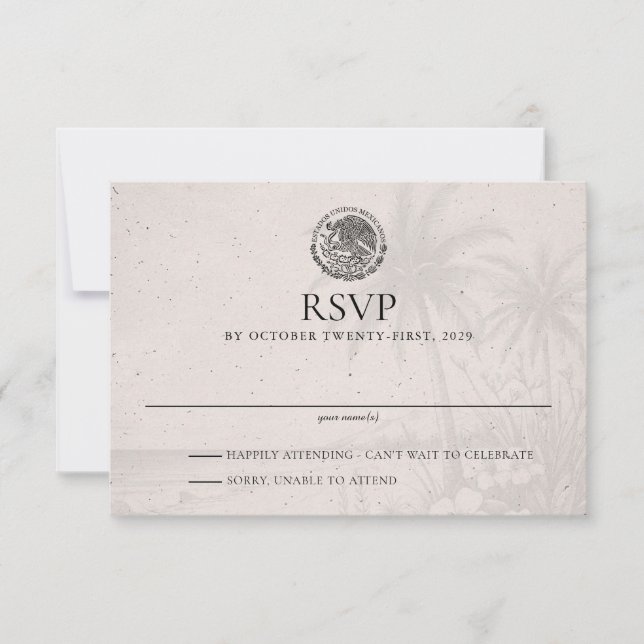 Carte RSVP de mariage de passeport de Cancun (Devant)