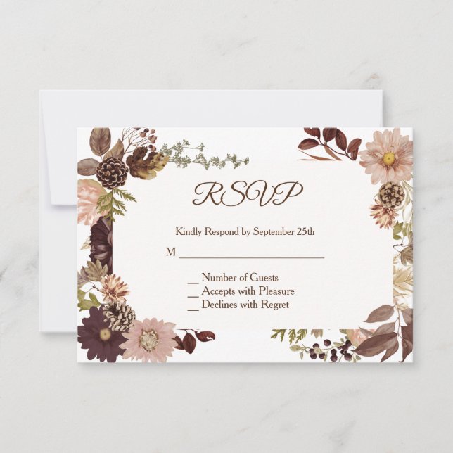 Carte RSVP de mariage de pin d'automne - Horizonta (Devant)
