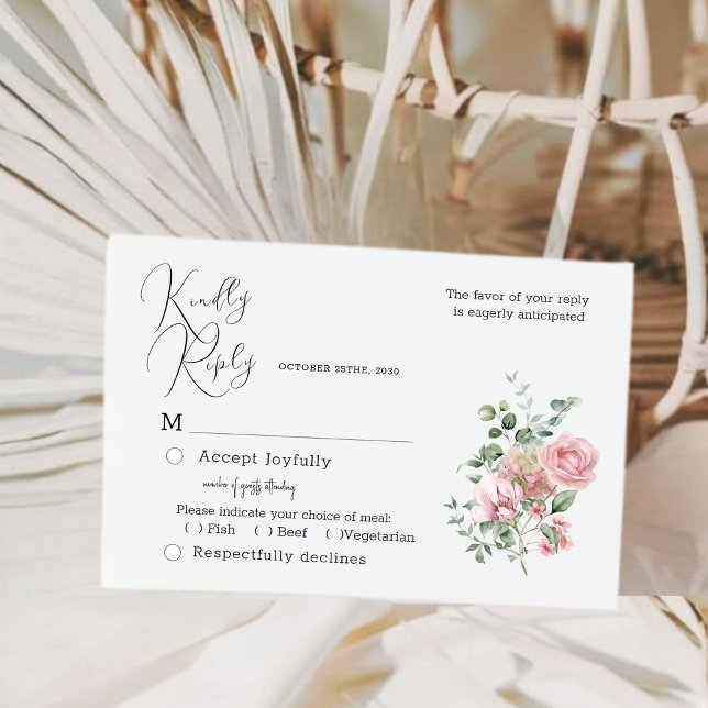 Carte RSVP de mariage de pivoine d'aquarelle (Créateur téléchargé)