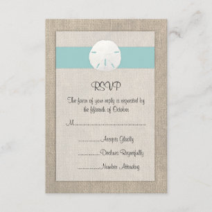 Carte RSVP de mariage de plage de sable Dollar