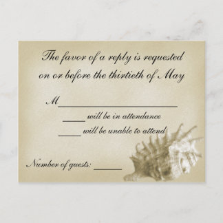 Carte RSVP de Mariage de Plage (Or)