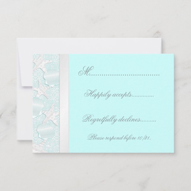 Carte RSVP de mariage de plage Starfish and Seashe (Devant)