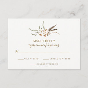 Carte RSVP de mariage de plume de coton d'aquarell