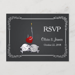 Carte RSVP de mariage de poisson baiser
