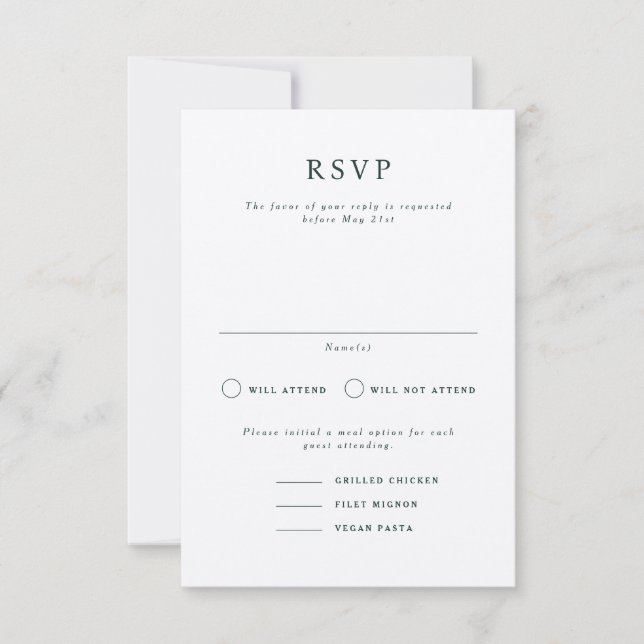 Carte RSVP de Mariage de Portrait Formel Parker (Devant)