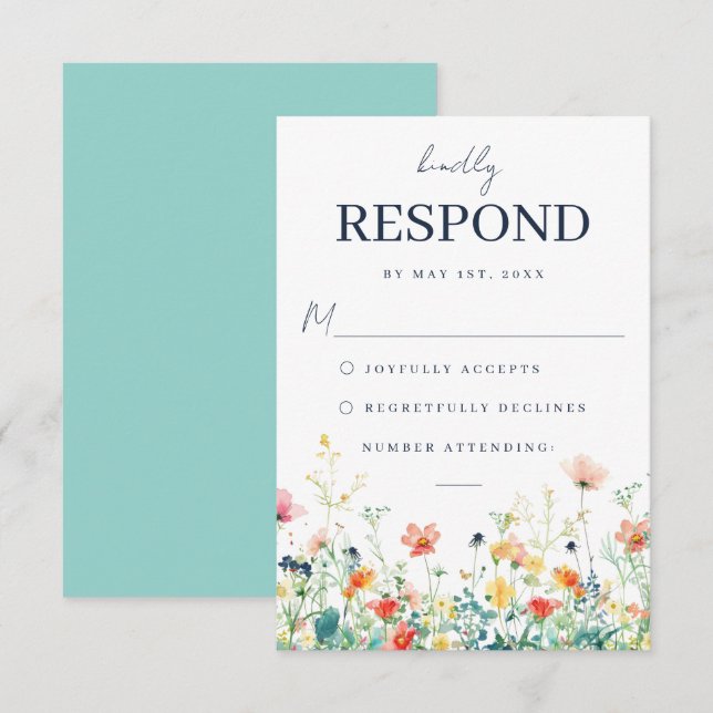 Carte RSVP de mariage de prairie lunaire lunaire (Devant / Derrière)