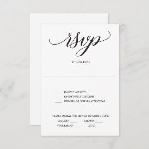 Carte RSVP de mariage de script classique