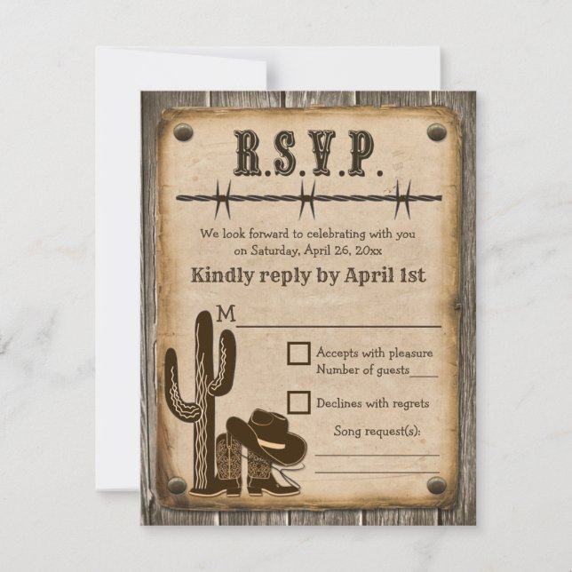 Carte RSVP de mariage de style occidental (Devant)