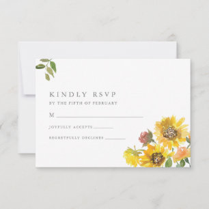 Carte RSVP de mariage de tournesol
