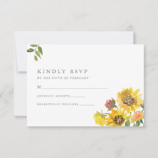 Carte RSVP de mariage de tournesol