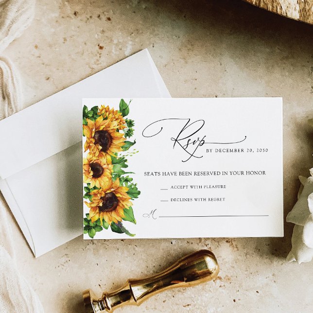 Carte RSVP de mariage de tournesol (Créateur téléchargé)