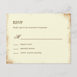 Carte RSVP de mariage de vignoble rustique - Brown