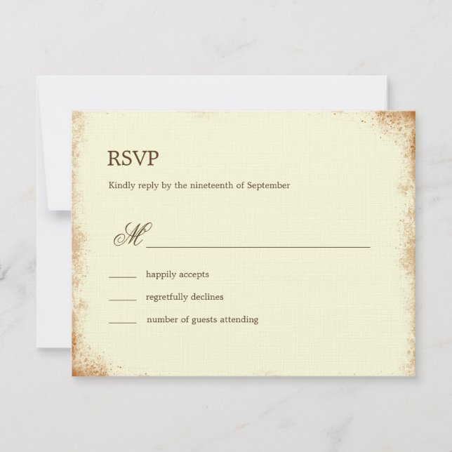 Carte RSVP de mariage de vignoble rustique - Brown (Devant)