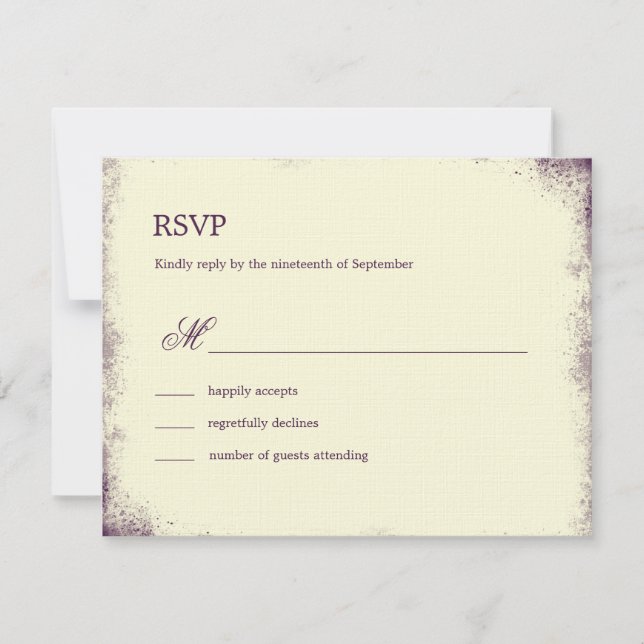 Carte RSVP de mariage de vignoble rustique - viole (Devant)